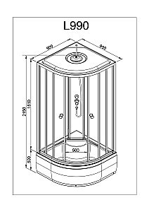 Душевая кабина DTO L 990 с пультом 90х90 купить в интернет-магазине Sanbest
