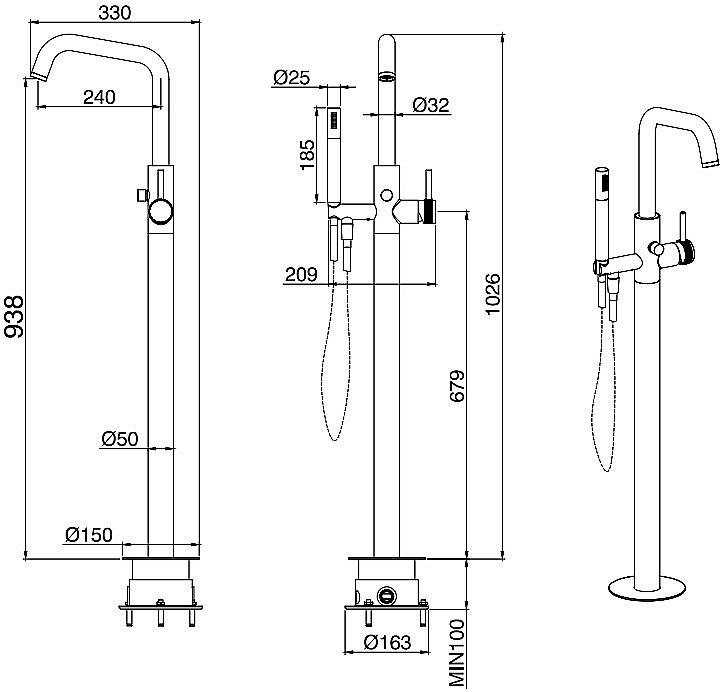 Смеситель для ванны Allen Brau Priority 5.31008-00 купить в интернет-магазине сантехники Sanbest