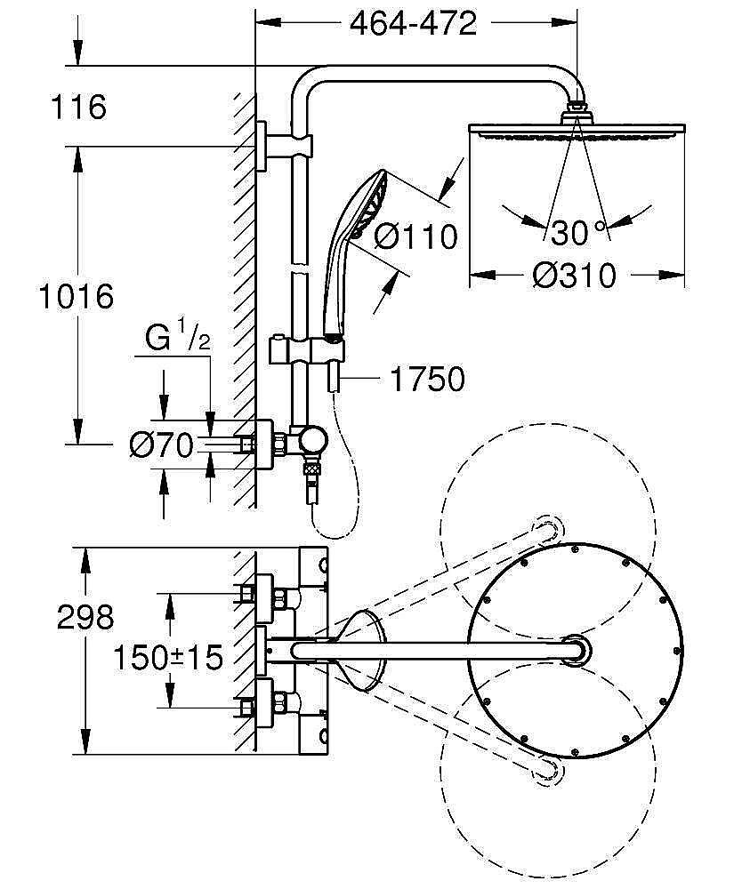 Душевая система Grohe Euphoria XXL 26075DC0 купить в интернет-магазине сантехники Sanbest