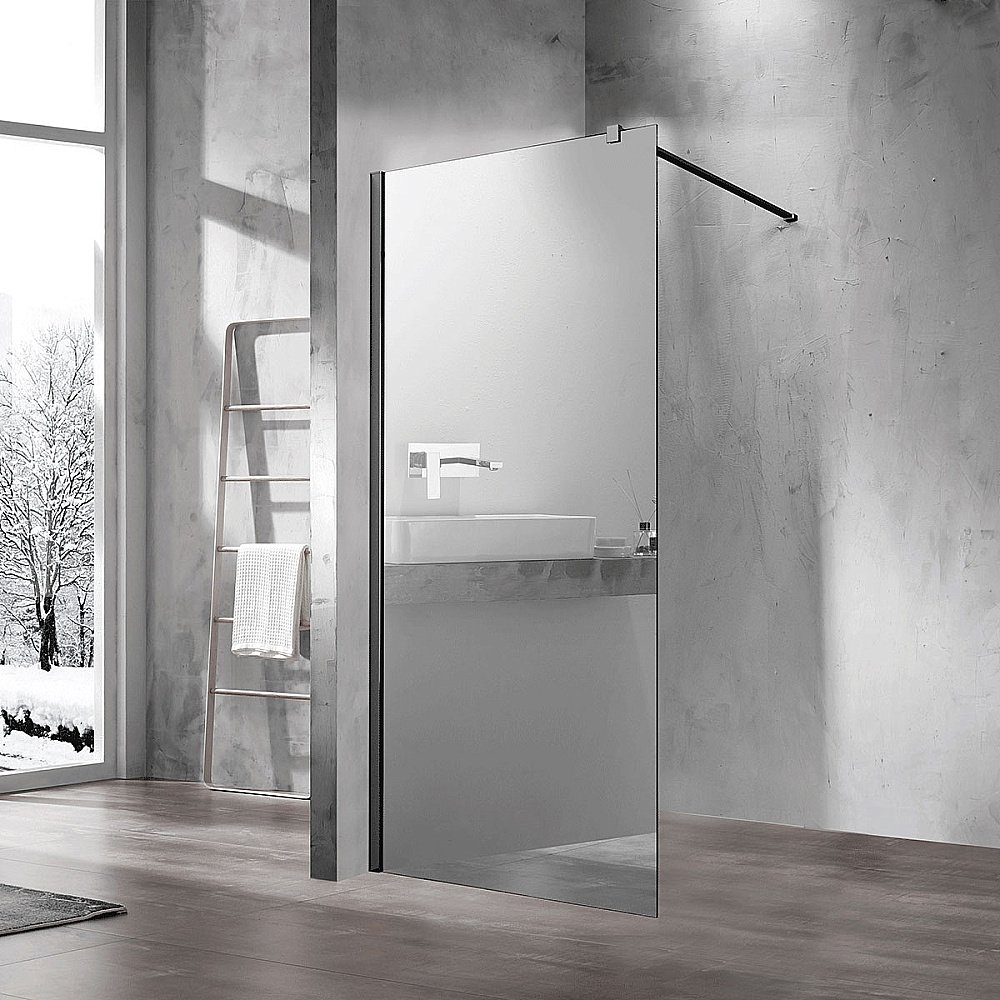 Душевое ограждение Vincea Walk-In VSW-1H100MRB 100 стекло зеркальное/профиль черный купить в интернет-магазине Sanbest
