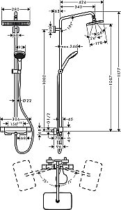 Душевая система Hansgrohe Croma E Showerpipe 280 1jet 27630000 купить в интернет-магазине сантехники Sanbest