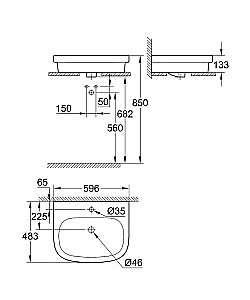 Раковина накладная Grohe Euro Ceramic 60 39337000 белая купить в интернет-магазине Sanbest