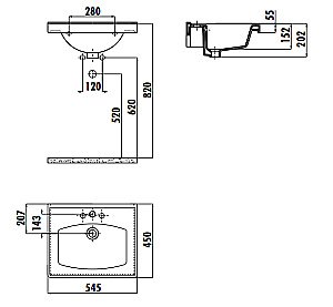 Раковина Creavit Sera 54,5 TF155-0000 белая купить в интернет-магазине Sanbest