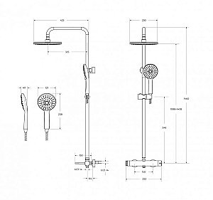 Душевая система Cezares RELAX-CD-GM оружейная сталь купить в интернет-магазине сантехники Sanbest