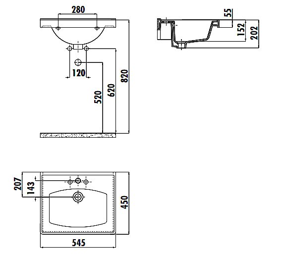 Раковина Creavit Sera 54,5 TF155-0000 белая купить в интернет-магазине Sanbest