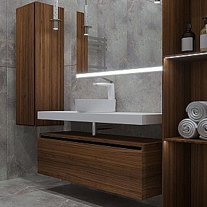 Тумба с раковиной и столешницей Armadi Art Flat 60/120 темный дуб для ванной в интернет-магазине Sanbest