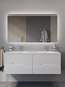 Зеркало Cezares DUET 140 CZR-SPC-DUET-1400-800-LED в ванную от интернет-магазине сантехники Sanbest