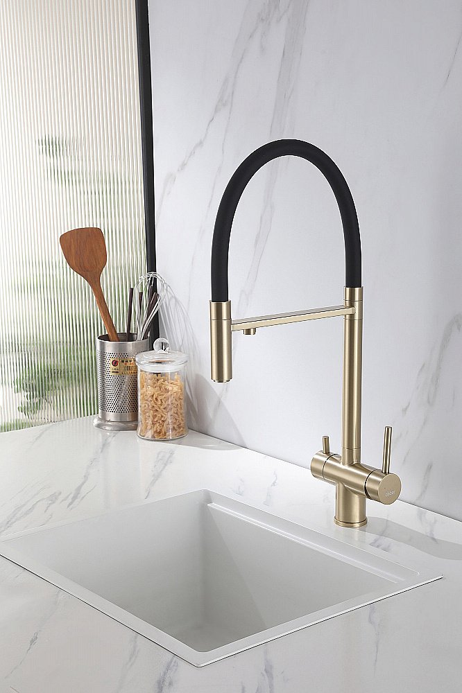 Смеситель для кухни Abber Wasser Kreis AF81141G золото матовое купить в интернет-магазине сантехники Sanbest