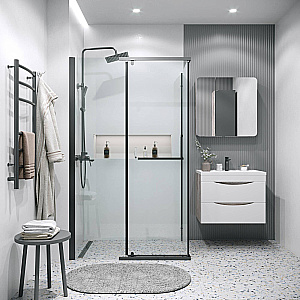 Душевой уголок Grossman Pragma 120х80 120.K33.03.1280.21.00 стекло прозрачное/профиль черный матовый купить в интернет-магазине Sanbest