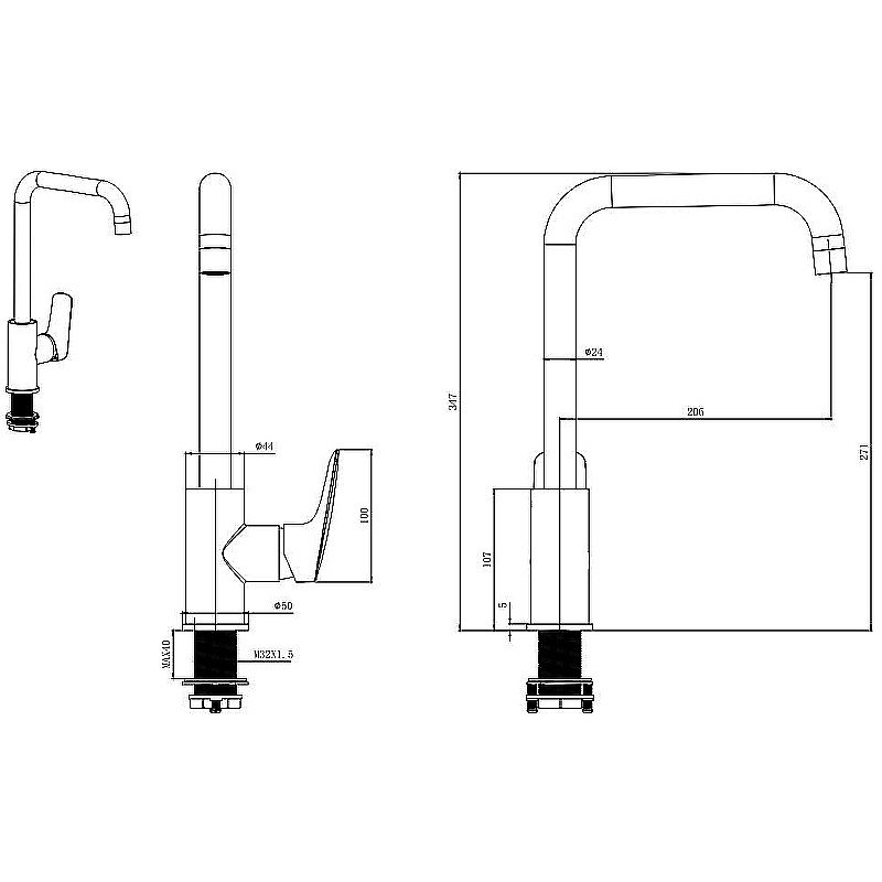 Смеситель для кухни Aquatek Вега AQ1081MB черный купить в интернет-магазине сантехники Sanbest