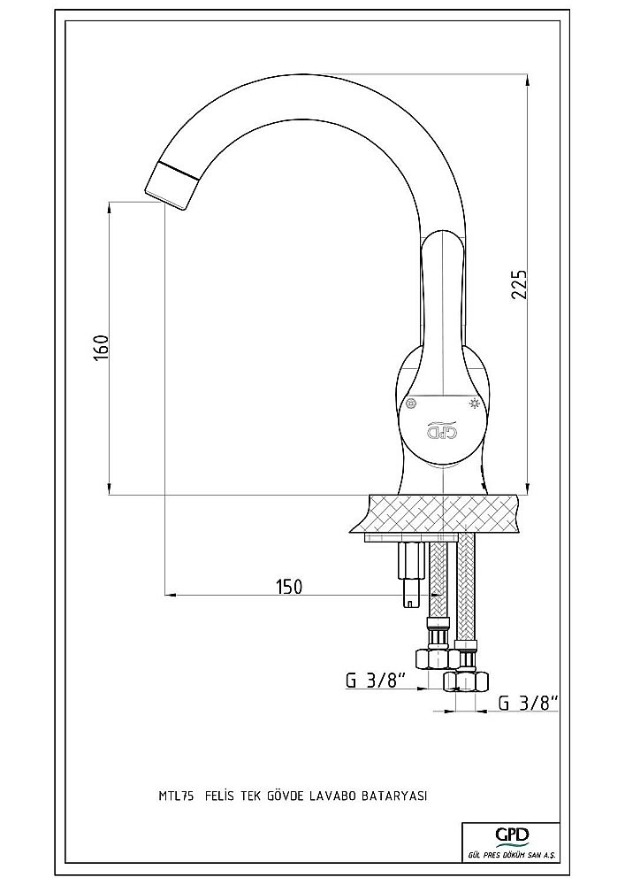 Смеситель для раковины GPD FELIS MTL75 купить в интернет-магазине сантехники Sanbest