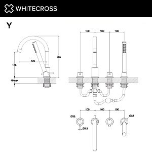 Смеситель для ванны WhiteCross Y Y1232BL черный матовый купить в интернет-магазине сантехники Sanbest