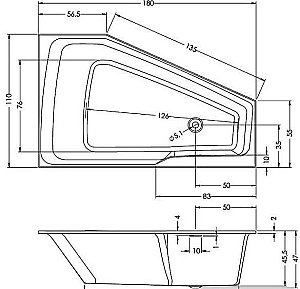 Акриловая ванна Riho Rething Space Fall 180x110 белая купить в интернет-магазине Sanbest