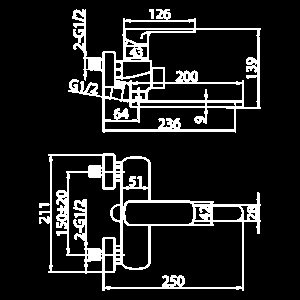 Смеситель для ванны Elghansa Heffen 5352520-20-Black черный купить в интернет-магазине сантехники Sanbest