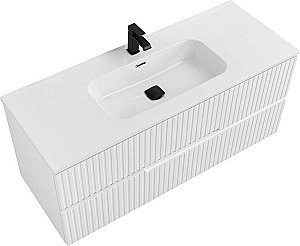 Тумба с раковиной Cezares DUET-N 120 DUET-N-1200-2C-SO-BL белая глянцевая для ванной в интернет-магазине Sanbest