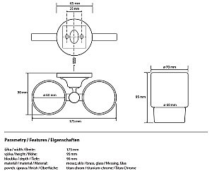 Двойной держатель со стаканами Bemeta Retro 144210028 хром/золото купить в интернет-магазине сантехники Sanbest