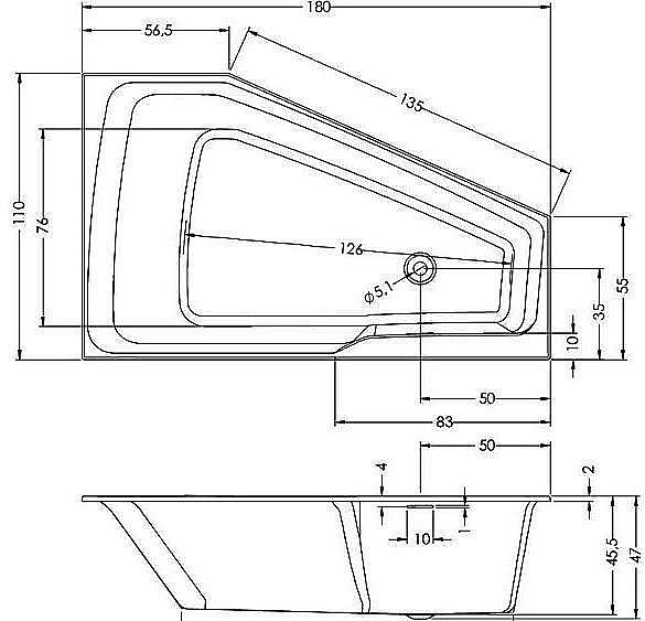 Акриловая ванна Riho Rething Space Fall 180x110 белая купить в интернет-магазине Sanbest