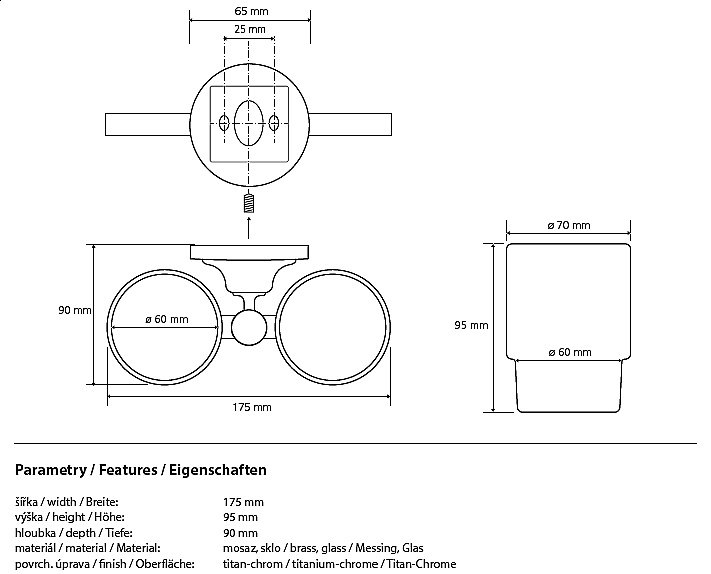 Двойной держатель со стаканами Bemeta Retro 144210028 хром/золото купить в интернет-магазине сантехники Sanbest