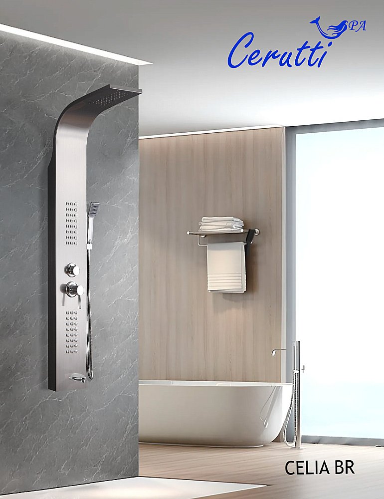 Душевая панель CeruttiSpa Celia BR 10405 нержавеющая сталь матовая купить в интернет-магазине сантехники Sanbest