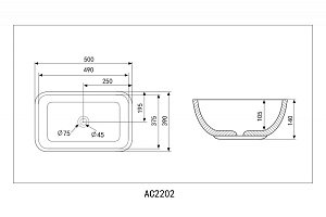 Раковина накладная ABBER Rechteck AC2202MB купить в интернет-магазине Sanbest