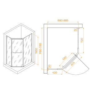 Душевой уголок RGW PA-091 90x120 стекло прозрачное/профиль хром купить в интернет-магазине Sanbest