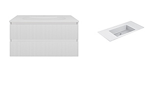 Тумба с раковиной Vincea Welle 100 VMC-2WL100MW/VCB-13100W белая матовая/раковина белая для ванной в интернет-магазине Sanbest