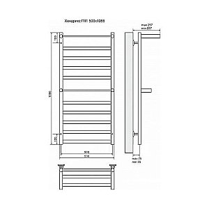 Полотенцесушитель электрический Terminus Хендрикс плюс П11 500x1086 левый/правый купить в интернет-магазине сантехники Sanbest