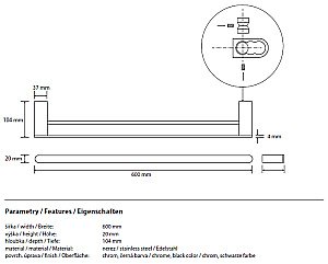 Полотенцедержатель двойной Bemeta Galla 108104050 купить в интернет-магазине сантехники Sanbest