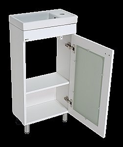 Тумба с раковиной Misty Урал - 40 Э-Ура-01040-021Н белая для ванной в интернет-магазине Sanbest