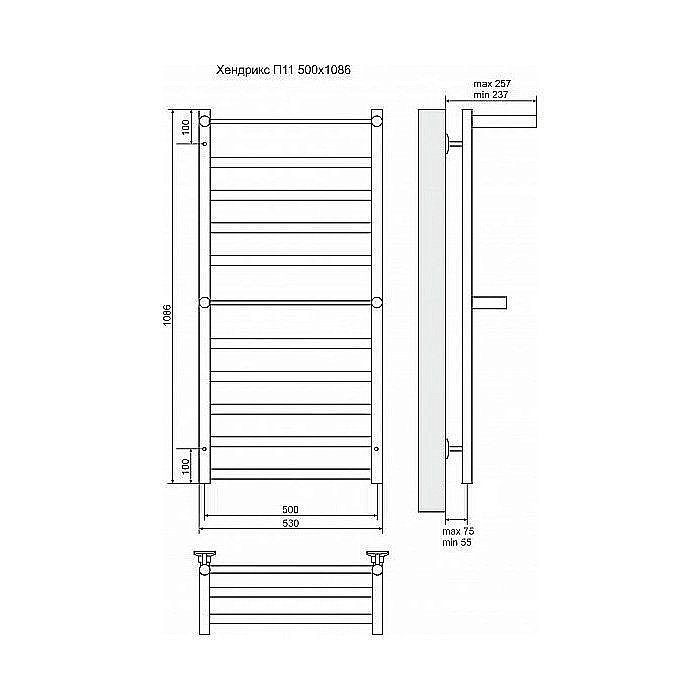 Полотенцесушитель электрический Terminus Хендрикс плюс П11 500x1086 левый/правый купить в интернет-магазине сантехники Sanbest