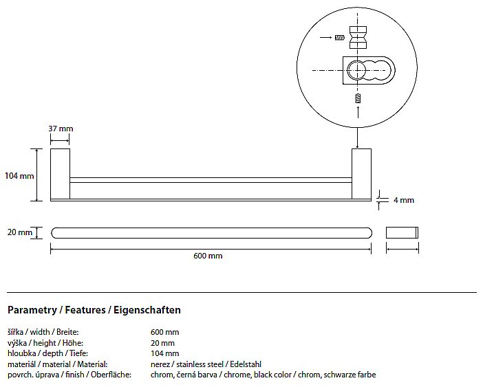 Полотенцедержатель двойной Bemeta Galla 108104050 купить в интернет-магазине сантехники Sanbest