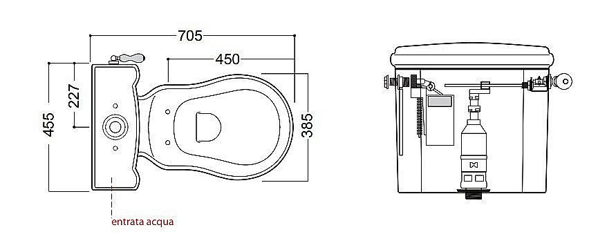 Унитаз напольный Kerasan Retro 1011 с низким бачком 1072 Белый/ручка хром купить в интернет-магазине Sanbest