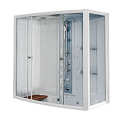 Душевое ограждение Радомир Элис 168х85 профиль белый/стекла прозрачные, правое купить в интернет-магазине сантехники Sanbest