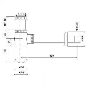 Сифон для раковины Timo 960/18L черное золото купить в интернет-магазине сантехники Sanbest