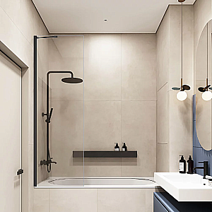 Шторка для ванны Veconi Palau 80 PL84B-80-01-C8 стекло прозрачное/профиль черный матовый купить в интернет-магазине Sanbest