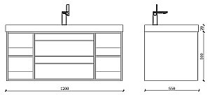 Тумба с раковиной Orans BC-1129 120 Matt Sky Blue для ванной в интернет-магазине Sanbest