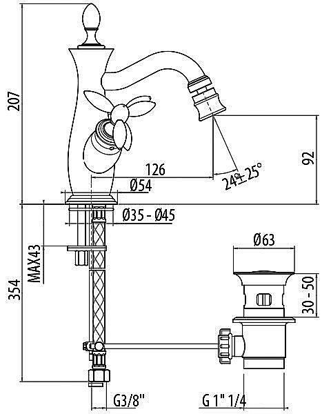 Смеситель для биде Gattoni Timor 1835018D0oro золото купить в интернет-магазине сантехники Sanbest