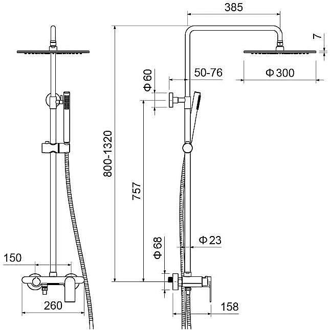 Душевая система Aquatek Лира AQ2440CR хром купить в интернет-магазине сантехники Sanbest