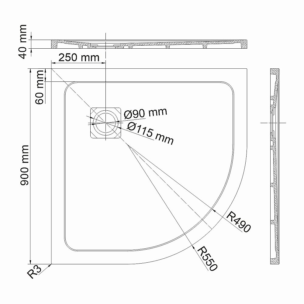 Душевой поддон WasserKRAFT Dinkel 58T01 90х90 купить в интернет-магазине Sanbest