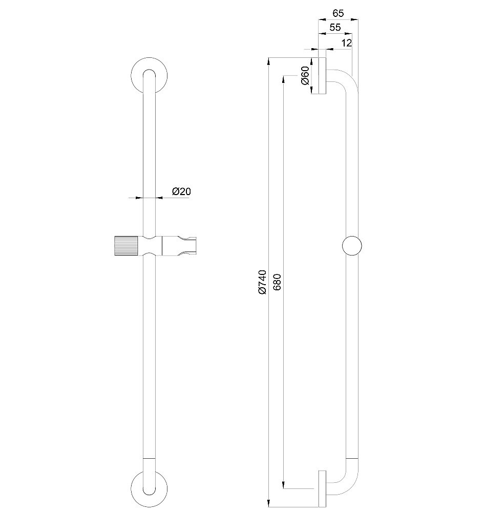 Душевая штанга WONZON & WOGHAND, Темный графит (WW-SL05-BGM) купить в интернет-магазине сантехники Sanbest
