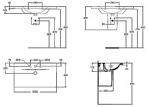 Раковина на полупьедестале Ideal Standard Connect 85 E812701 белая купить в интернет-магазине Sanbest