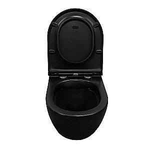 Унитаз подвесной Azario Grado 4551+AZ-0046N-MB с инсталляцией Loranto безободковый, с сиденьем микролифт, черный матовый купить в интернет-магазине Sanbest