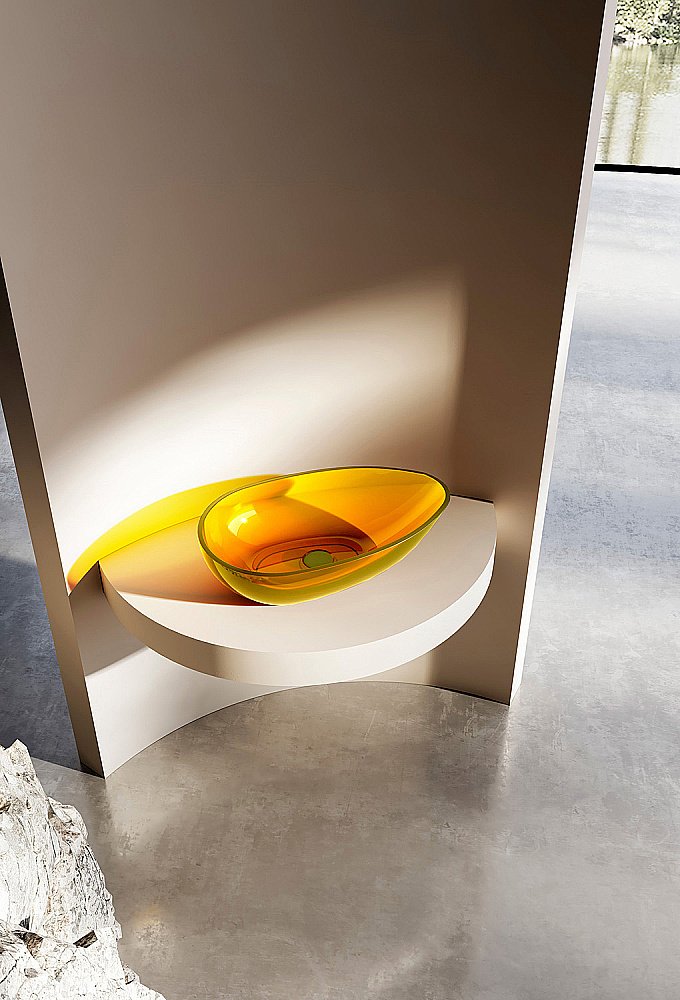 Раковина накладная Abber KRISTALL AT2811Amber желтая прозрачная купить в интернет-магазине Sanbest