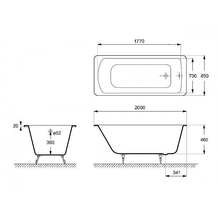 Ванна чугунная Delice Fort Elite DLR230622 200х85 белая купить в интернет-магазине Sanbest