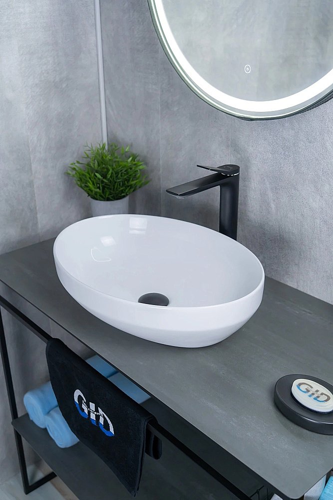 Раковина накладная Gid Lago 50 D1469 51196 белая купить в интернет-магазине Sanbest