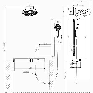 Душевая система Black&White Gravity GH9025NC хром глянцевый купить в интернет-магазине сантехники Sanbest