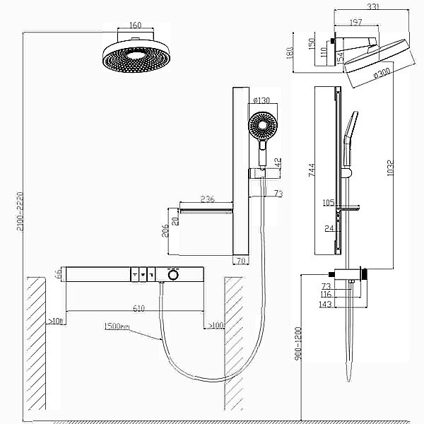 Душевая система Black&White Gravity GH9025NC хром глянцевый купить в интернет-магазине сантехники Sanbest