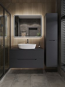 Тумба с раковиной Orange Line 100 Li-100TugMDF+B08-500W графит/белый для ванной в интернет-магазине Sanbest