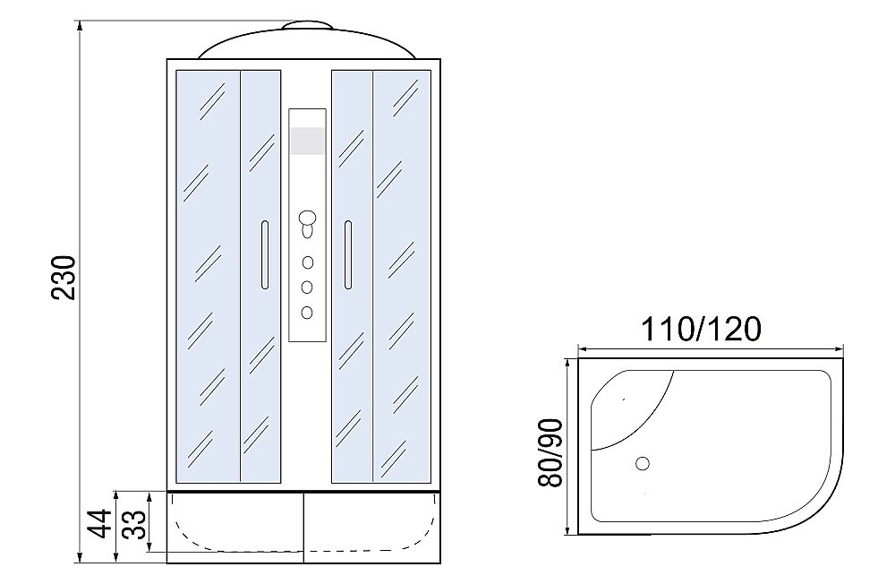 Душевая кабина River DUNAY XL 120/90/44 TH R купить в интернет-магазине Sanbest