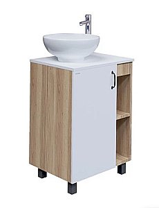 Тумба с раковиной и столешницей Grossman Флай 60 белая/дуб сонома для ванной в интернет-магазине Sanbest